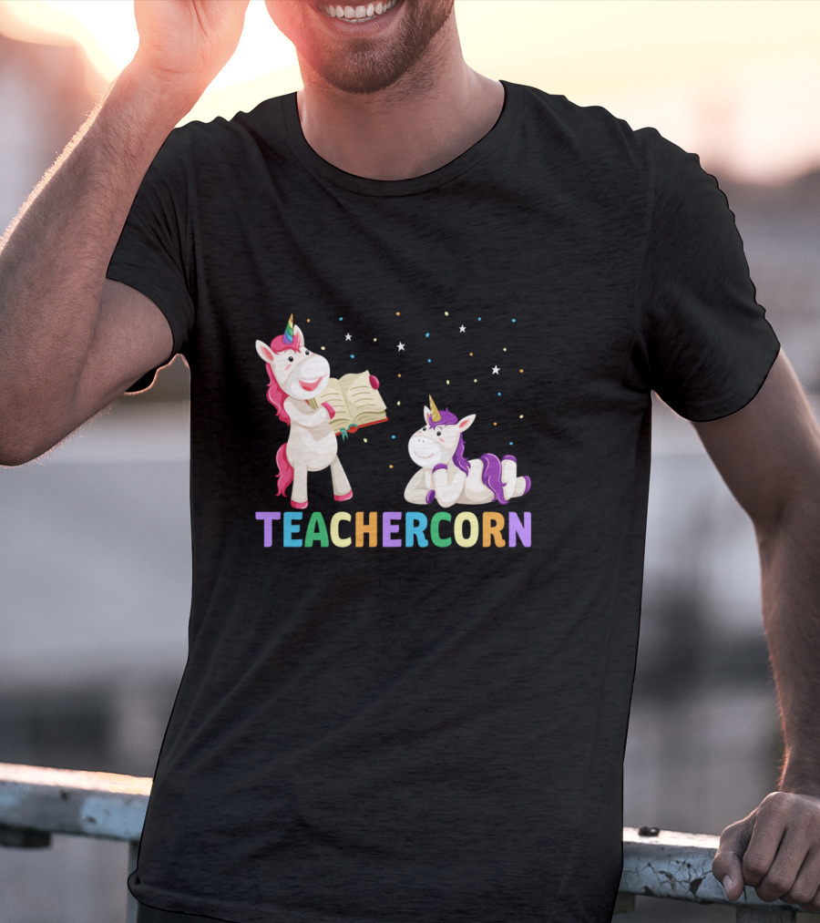 TEACHERCORN Magical Unicorn Teacher Appreciation Stars Book T-Shirt