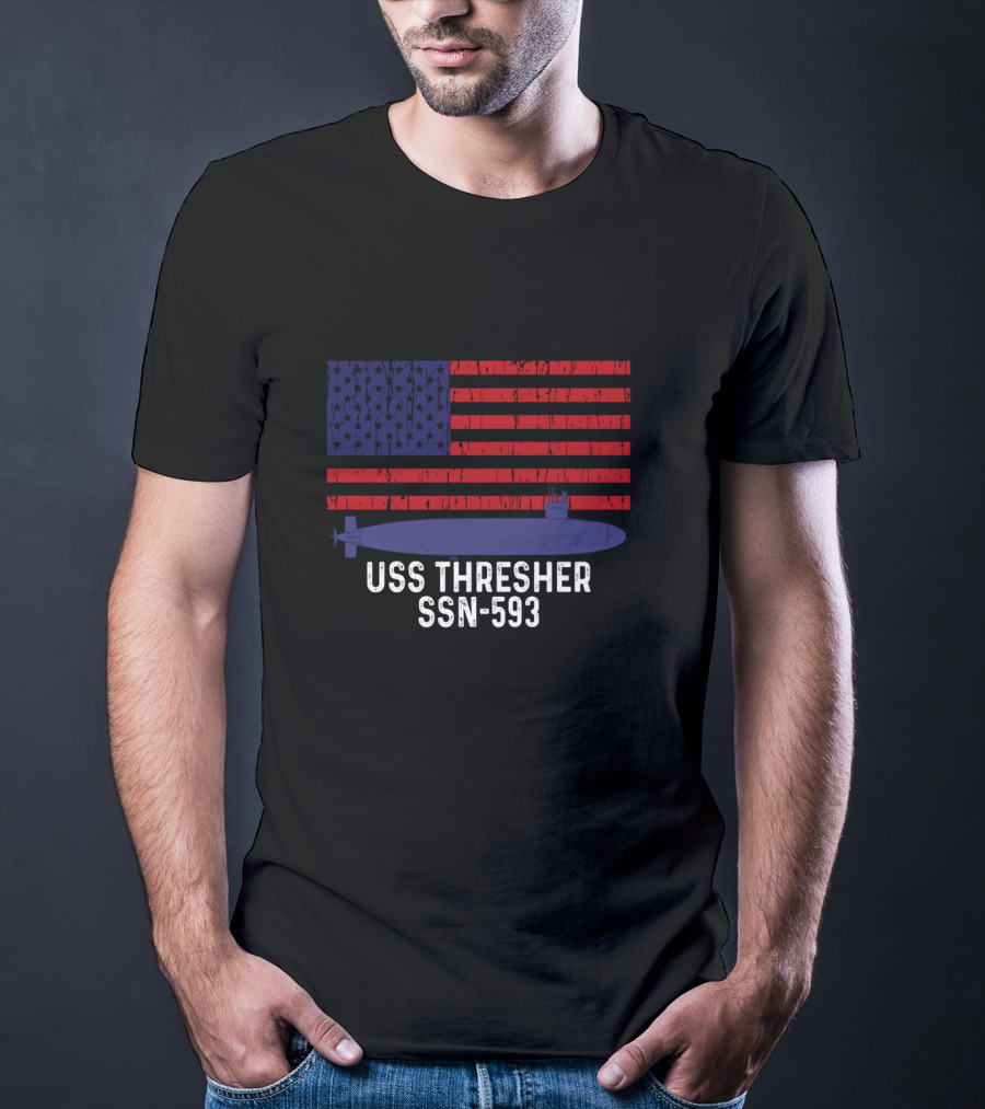USS Thresher SSN-593 Vintage American Flag Submarine Navy T-Shirt