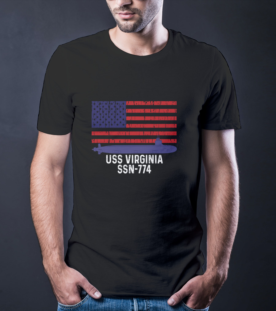 USS Virginia SSN-774 Submarine American Flag Vintage Navy T-Shirt