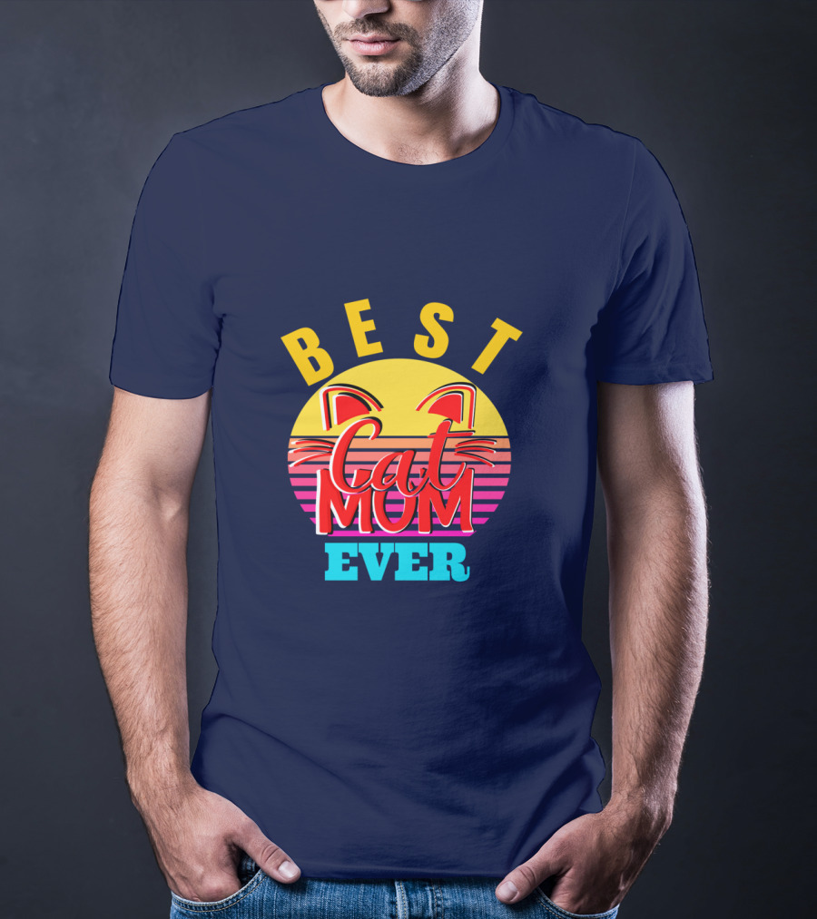 Best Cat Mom Ever Vintage Sunset Cat Ears T-Shirt