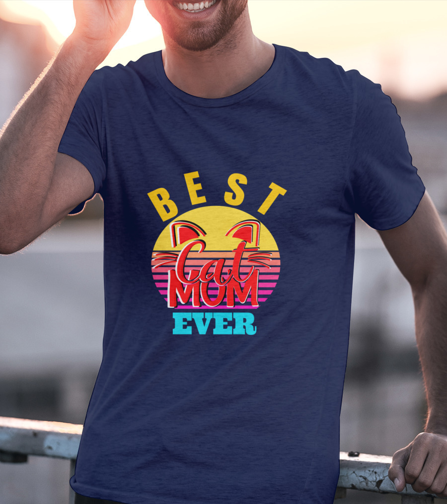 Best Cat Mom Ever Vintage Sunset Cat Ears T-Shirt