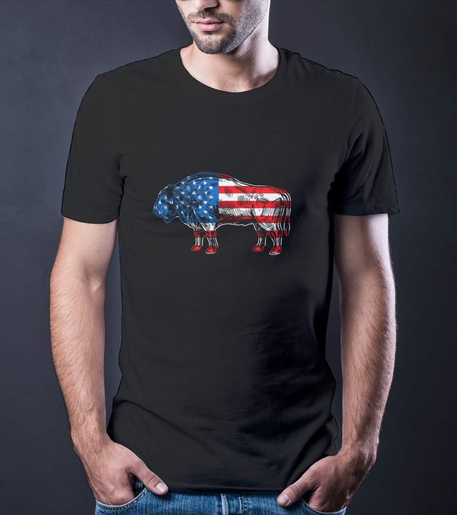 Buffalo Vintage American Flag Wildlife T-Shirt
