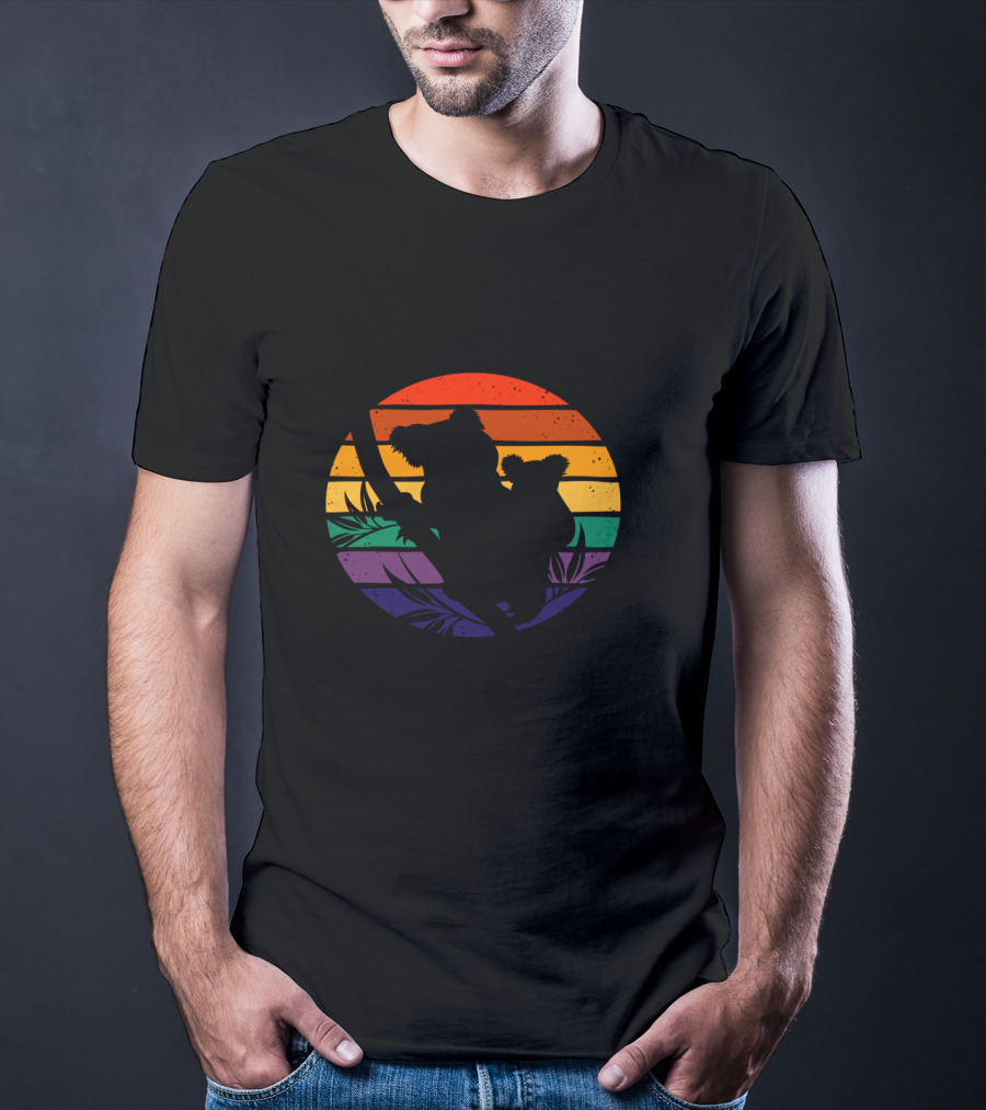 Save The Koalas Protect Wildlife Rainbow Sunset T-Shirt