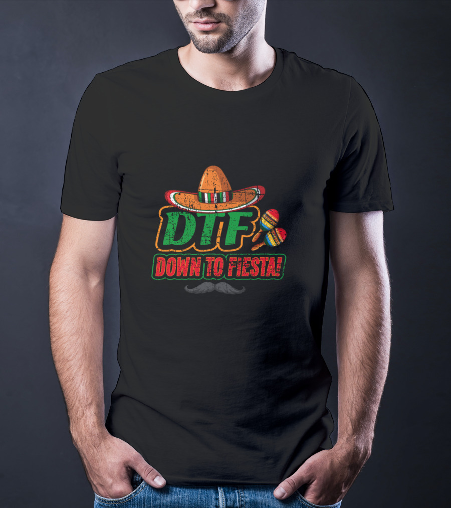 DTF Down To Fiesta Sombrero Maracas Cinco De Mayo Party T-Shirt