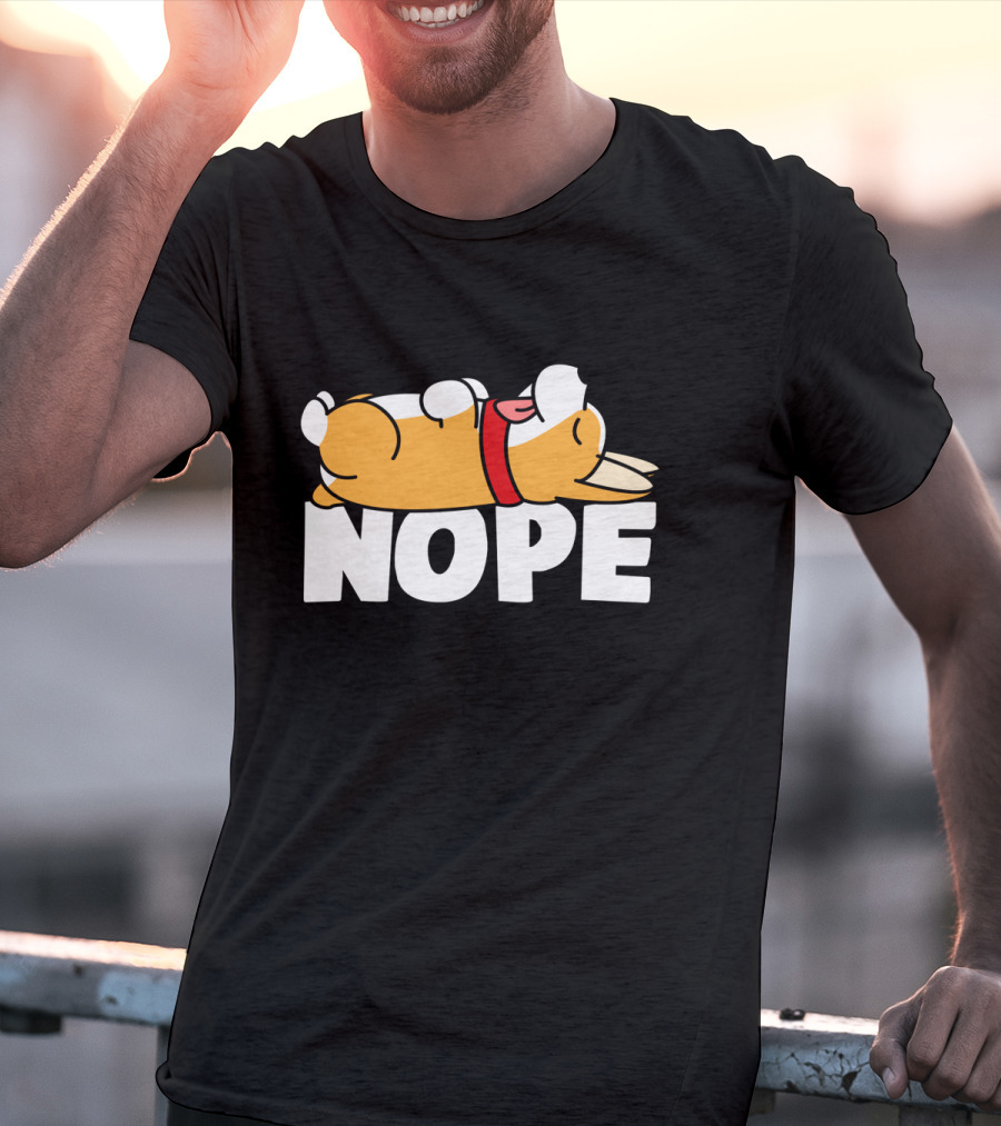 Napping Corgi Nope Lazy Dog Lover Funny T-Shirt