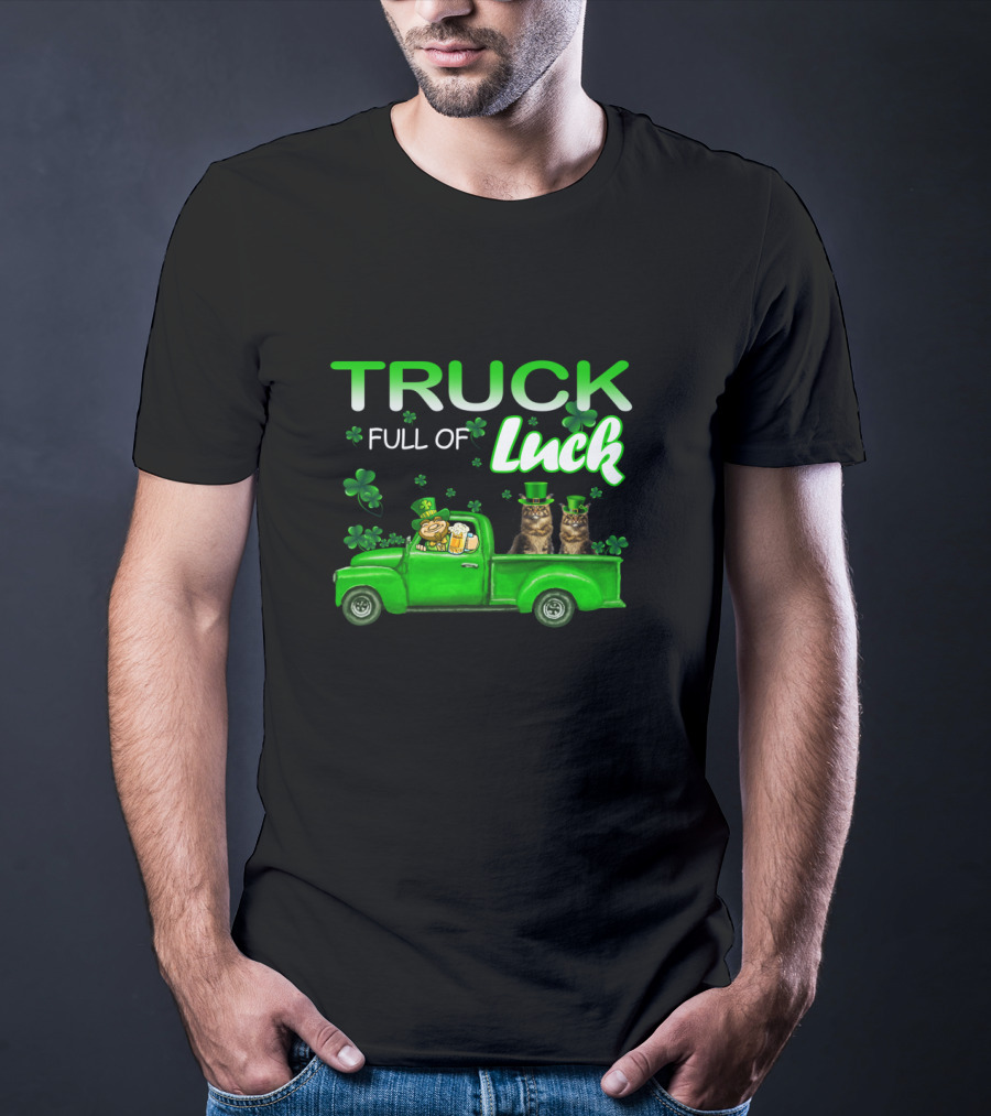 TRUCK Full Of Luck Maine Coon Cat Leprechaun T-Shirt