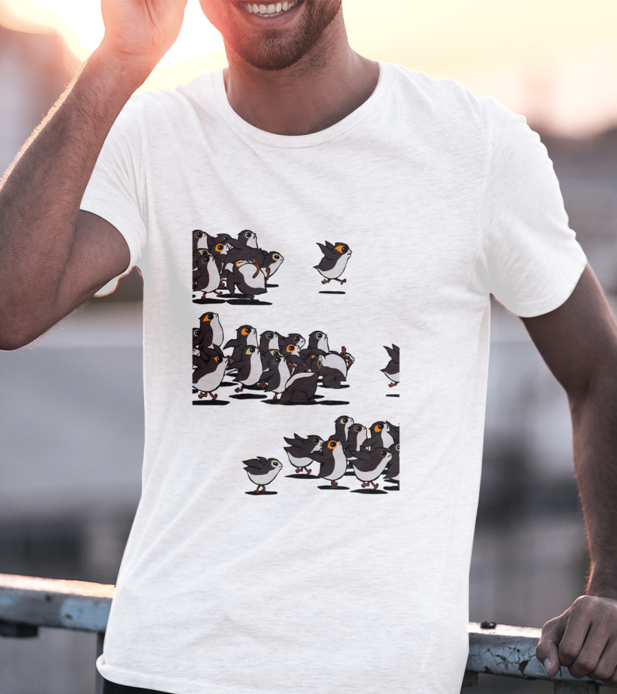 Flock Of Porgs Follow The Leader Star Wars Inspired Porg Fan T-Shirt