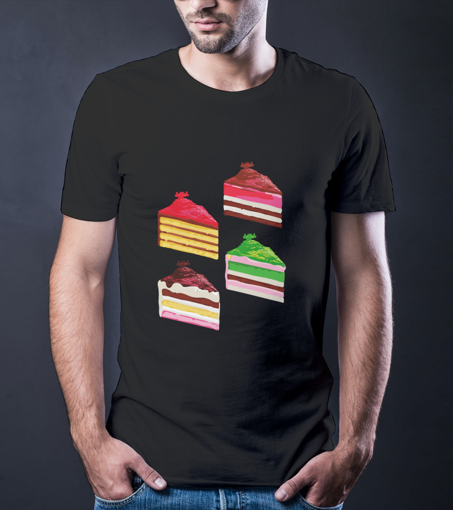 Imperial Star Destroyer Cake Slices Colorful Dessert Quartet T-Shirt
