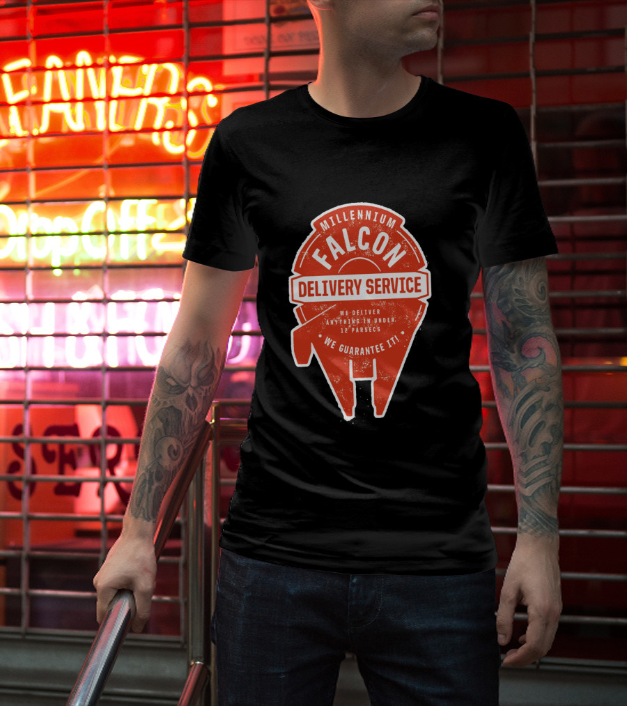 Millennium Falcon Delivery Service We Deliver Anything In Under 12 Parsecs We Guarantee It T-Shirt