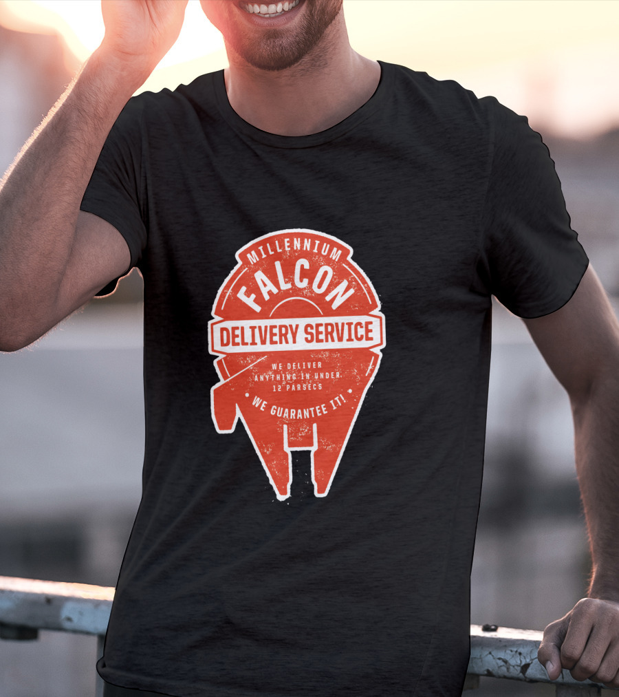 Millennium Falcon Delivery Service We Deliver Anything In Under 12 Parsecs We Guarantee It T-Shirt