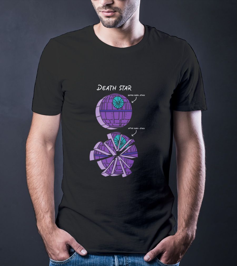 Star Wars Death Star Before Rebel Attack After Rebel Attack Pie Chart T-Shirt