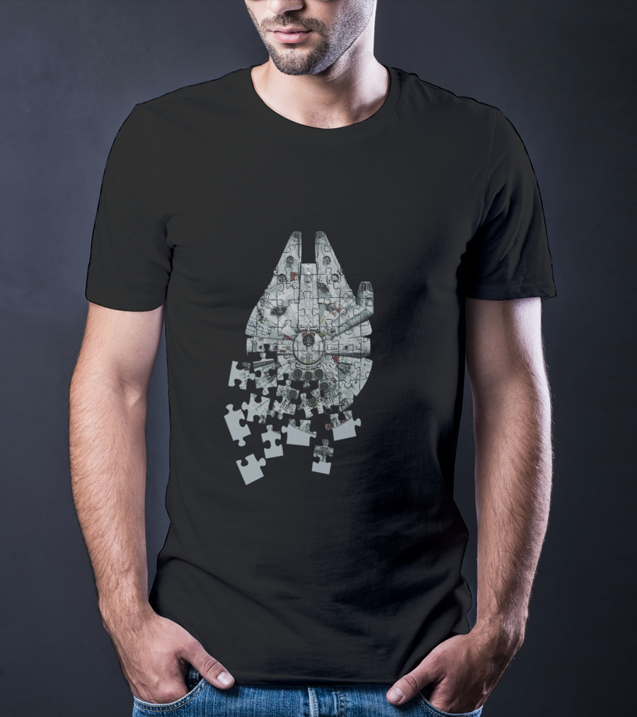 Star Wars Millennium Falcon Puzzle Spaceship Assembly T-Shirt