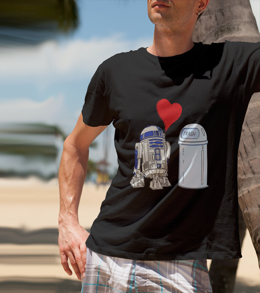 Star Wars R2 D2 Heart Trash Can Love T-Shirt