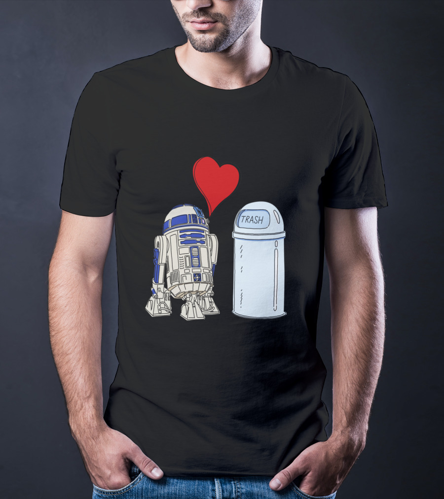 Star Wars R2 D2 Heart Trash Can Love T-Shirt