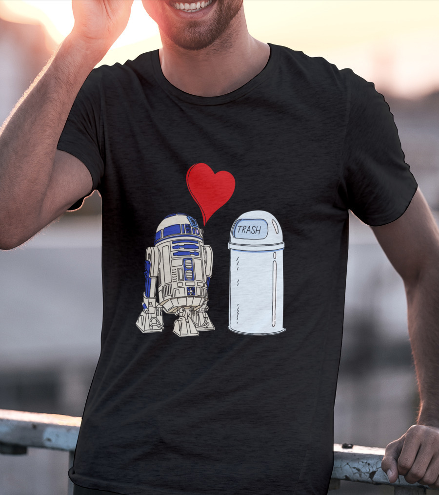 Star Wars R2 D2 Heart Trash Can Love T-Shirt