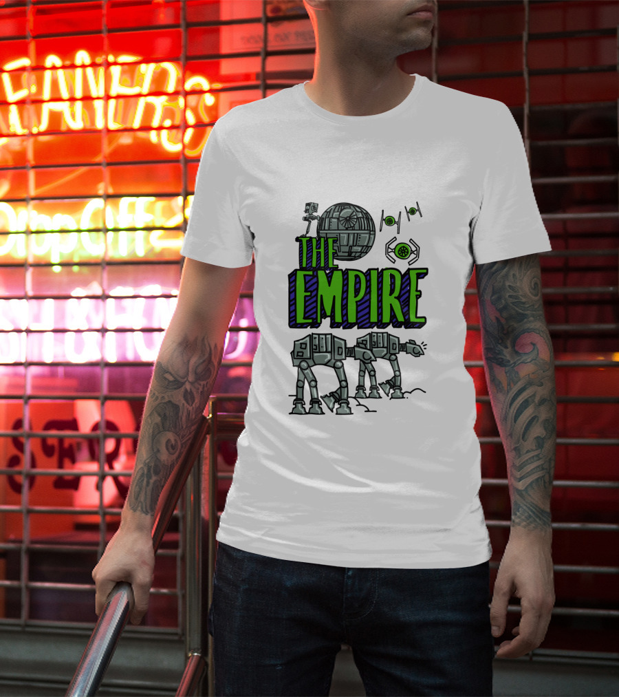 Star Wars The Empire Death Star And AT-AT Walkers Doodle T-Shirt