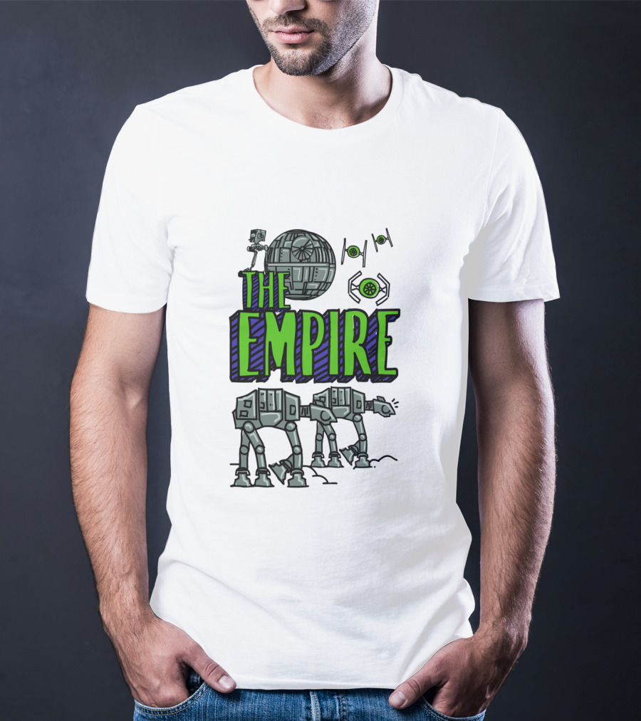 Star Wars The Empire Death Star And AT-AT Walkers Doodle T-Shirt