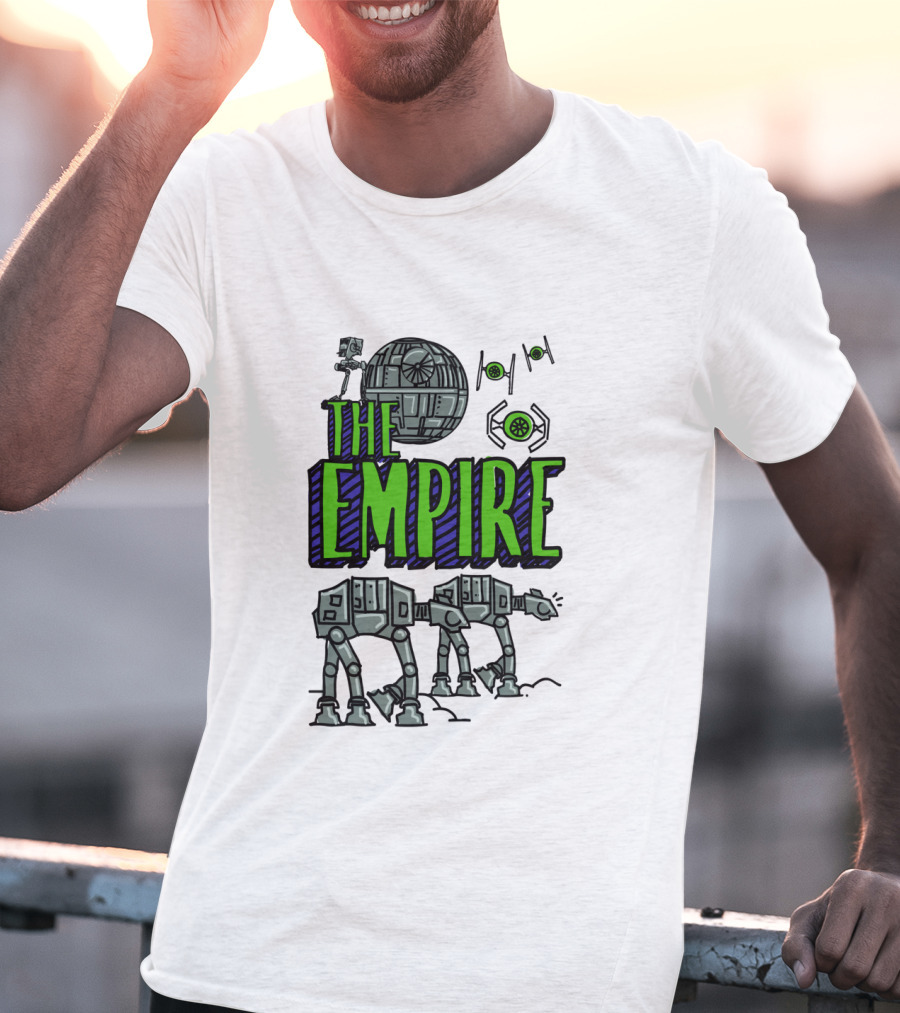Star Wars The Empire Death Star And AT-AT Walkers Doodle T-Shirt