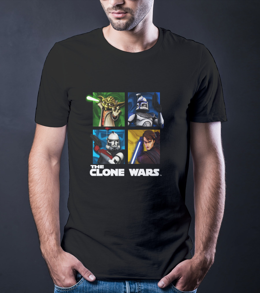 The Clone Wars Group Shot Yoda Anakin Clone Troopers Box Up T-Shirt