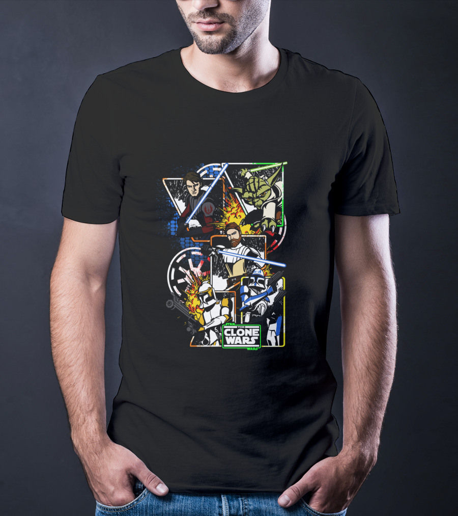 Star Wars The Clone Wars Jedi And Troopers Comic Panels T-Shirt