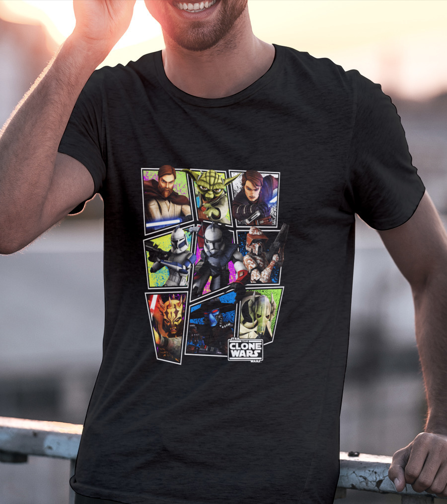 Star Wars The Clone Wars Character Panels Jedi Sith Clones T-Shirt
