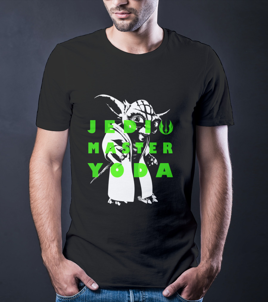 The Clone Wars Yoda Jedi Master Green Text Overlay T-Shirt