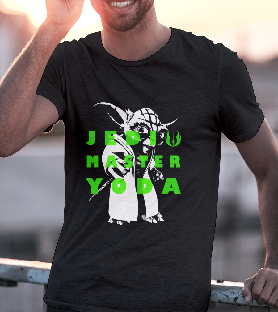 The Clone Wars Yoda Jedi Master Green Text Overlay T-Shirt