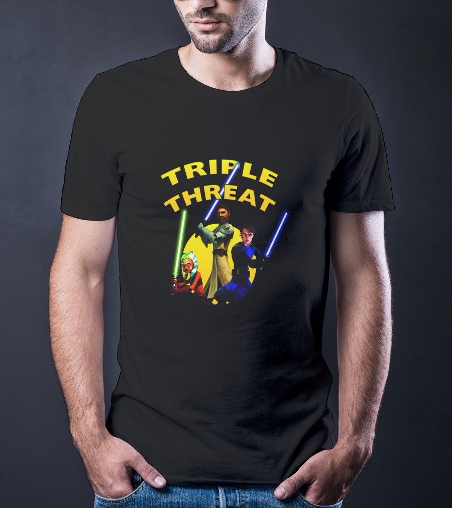 Star Wars The Clone Wars Jedi Trio Triple Threat T-Shirt