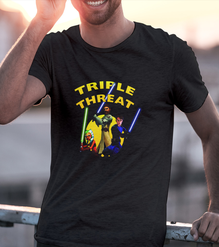 Star Wars The Clone Wars Jedi Trio Triple Threat T-Shirt