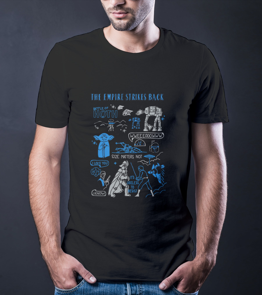 The Empire Strikes Back Battle Of Hoth Size Matters Not Star Wars Doodle T-Shirt