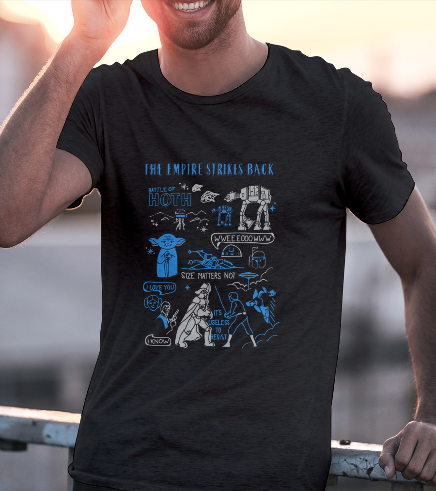 The Empire Strikes Back Battle Of Hoth Size Matters Not Star Wars Doodle T-Shirt