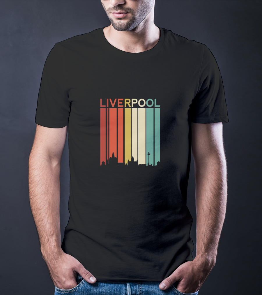 Liverpool England Skyline Retro Columns T-Shirt
