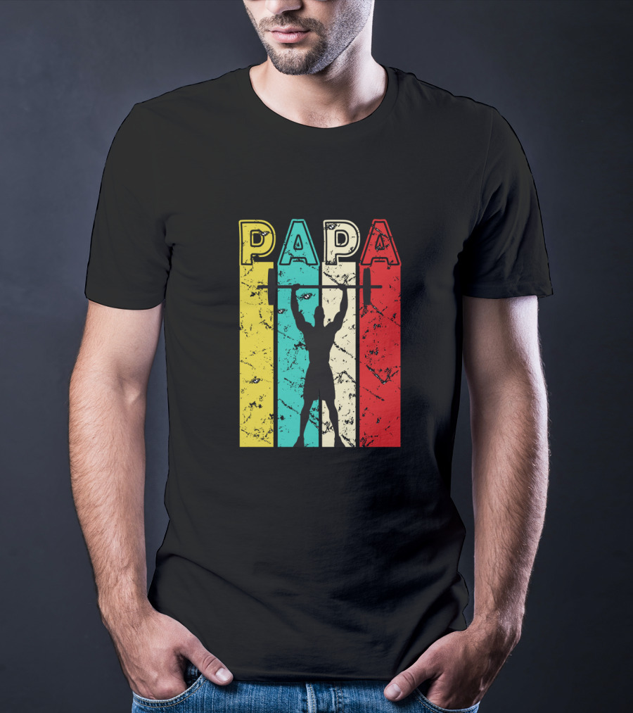 PAPA Weightlifting Silhouette Retro Colors T-Shirt