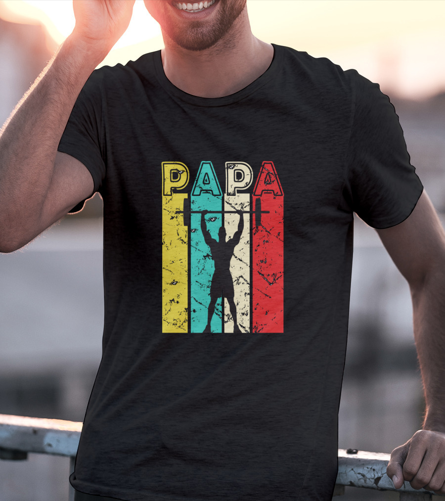 PAPA Weightlifting Silhouette Retro Colors T-Shirt