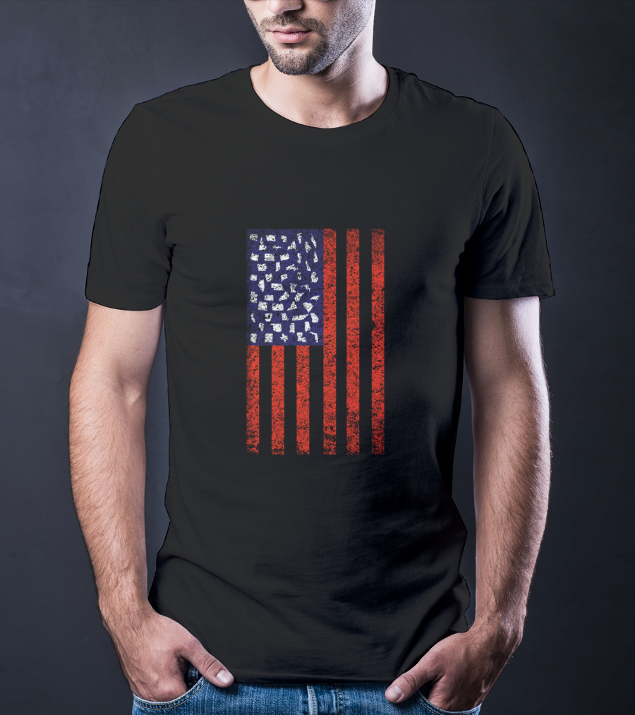 American Flag With USA States T-Shirt