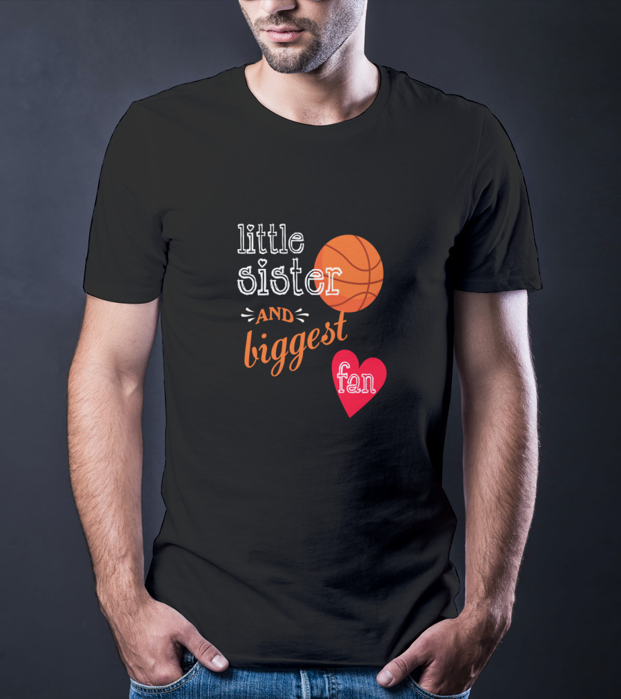 Little Sister And Biggest Fan Basketball Heart T-Shirt