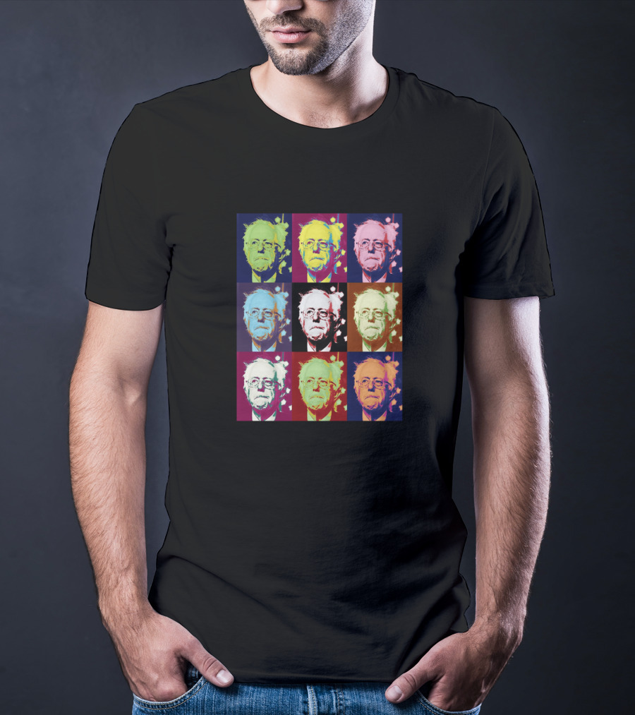 Bernie Superstar Pop Art Style Multicolor Faces T-Shirt