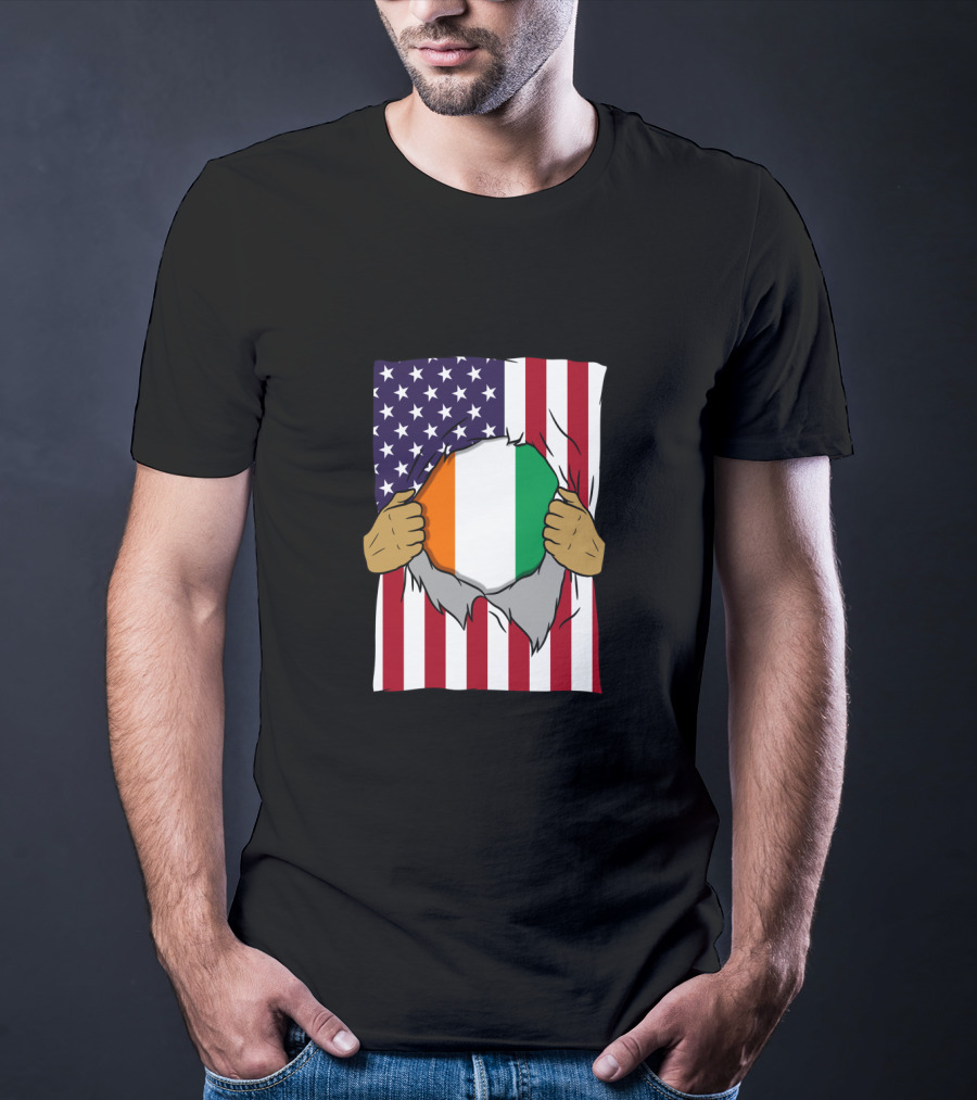 Ivory Coast Flag Inside American Flag Ivorian Pride Home T-Shirt