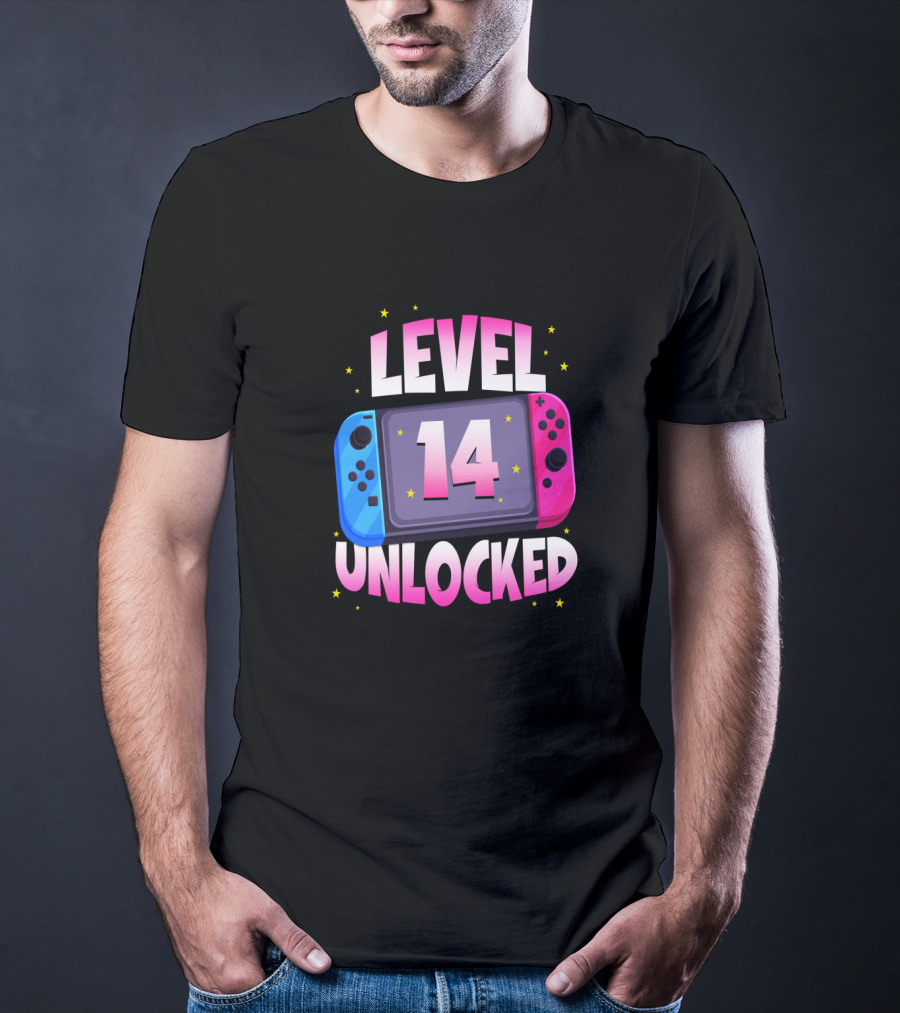 Level 14 Unlocked Birthday Girl 14 Years Old Video Games Console T-Shirt