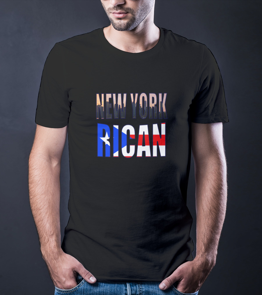New York Rican Puerto Rico Heritage Flag Skyline T-Shirt