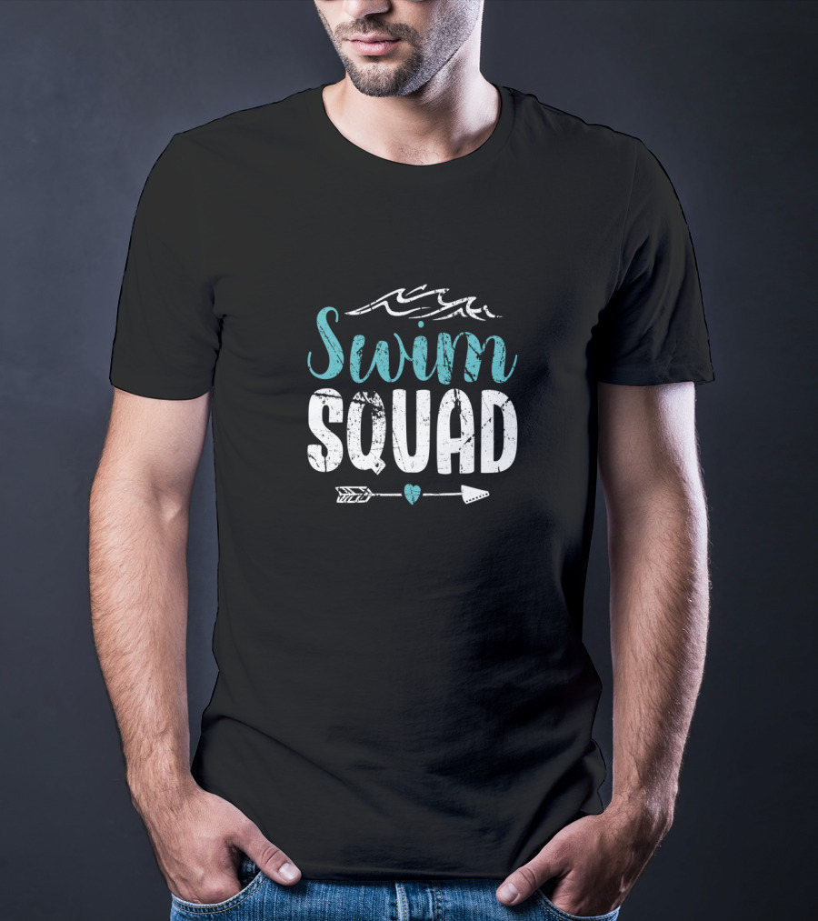 Swim Squad Perfect For Swim Team Athletes Who Race Ocean Waves Arrow Heart T-Shirt