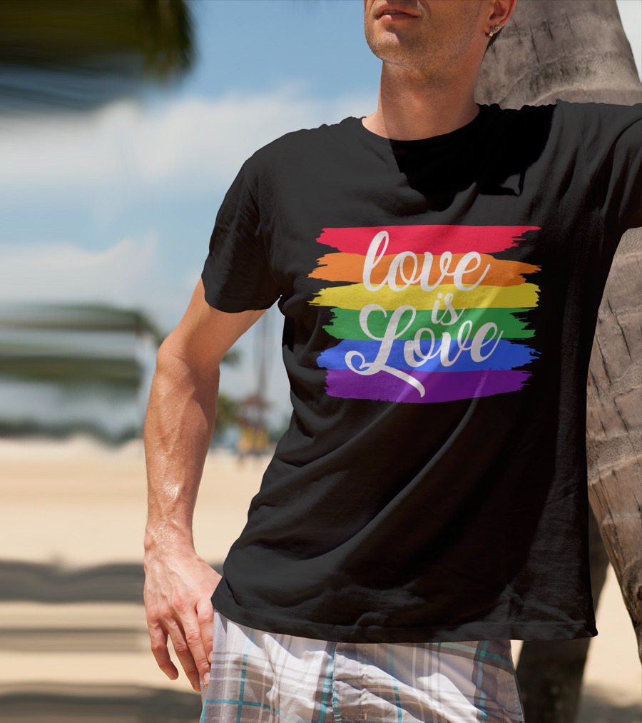 Love Is Love Rainbow Stripes Pride Flag T-Shirt