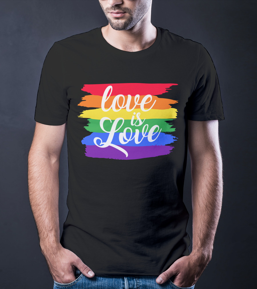 Love Is Love Rainbow Stripes Pride Flag T-Shirt