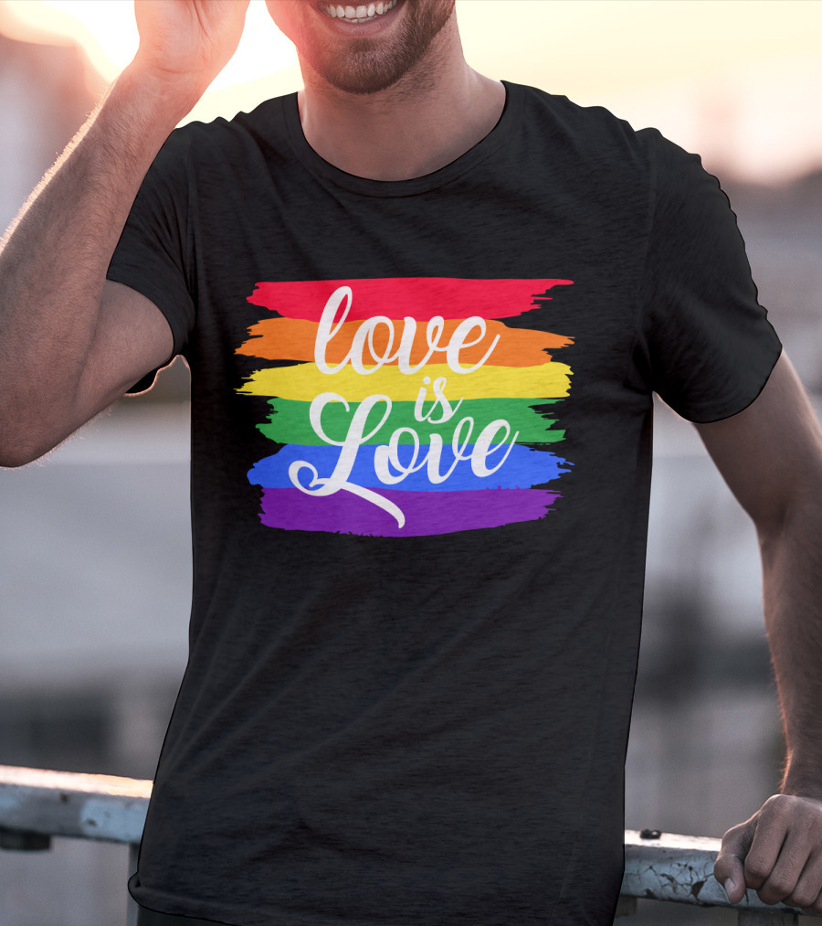 Love Is Love Rainbow Stripes Pride Flag T-Shirt