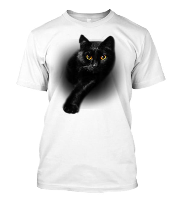 Black Cat Yellow Eyes Halloween T-Shirt