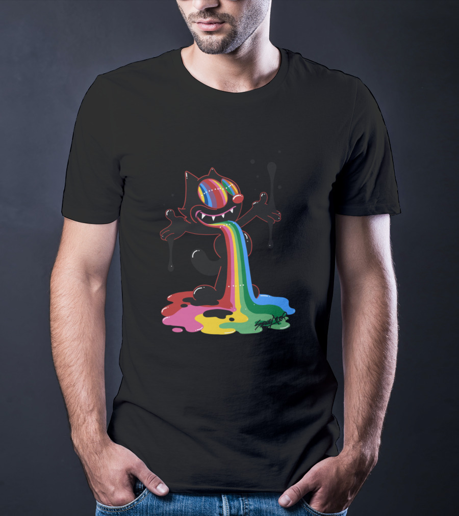 Felix The Cat Rainbow Splatter Art By Zed1 T-Shirt