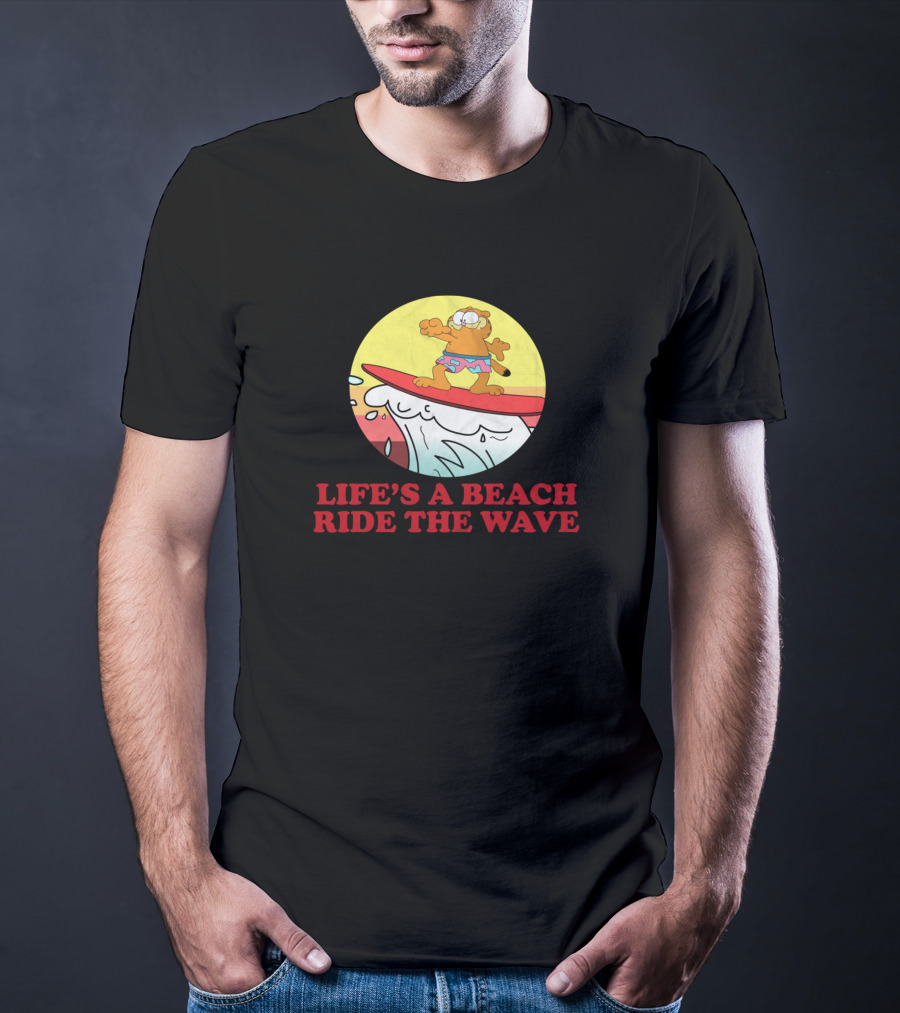 Garfield Surfing Adventure Life's A Beach Ride The Wave T-Shirt