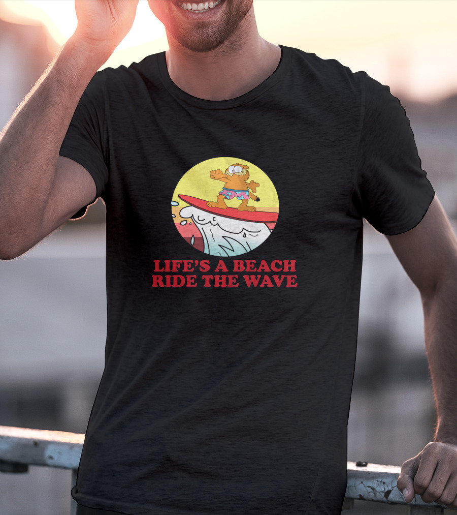 Garfield Surfing Adventure Life's A Beach Ride The Wave T-Shirt