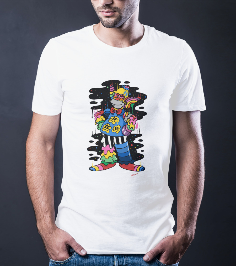 Krusty The Clown Psychedelic Groovy Neon Drip T-Shirt