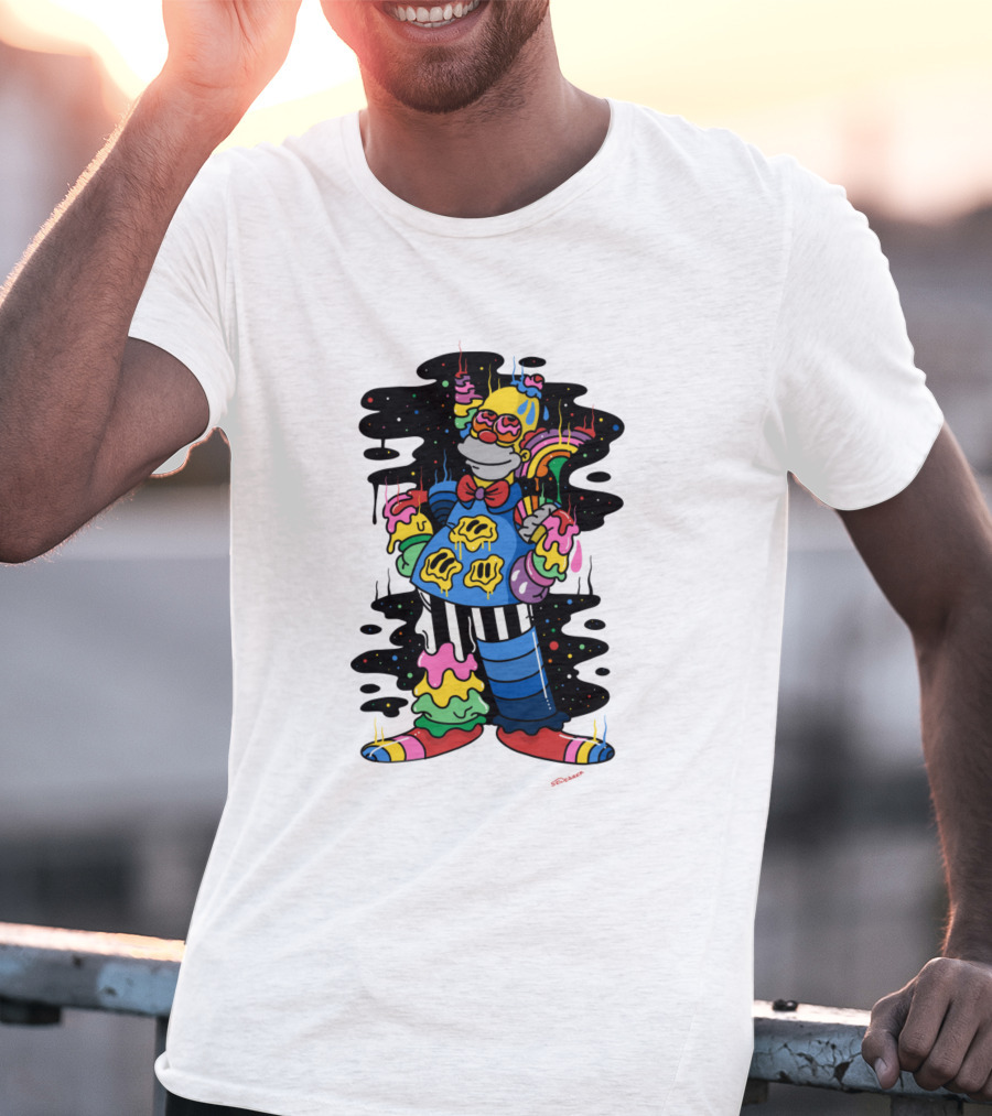 Krusty The Clown Psychedelic Groovy Neon Drip T-Shirt